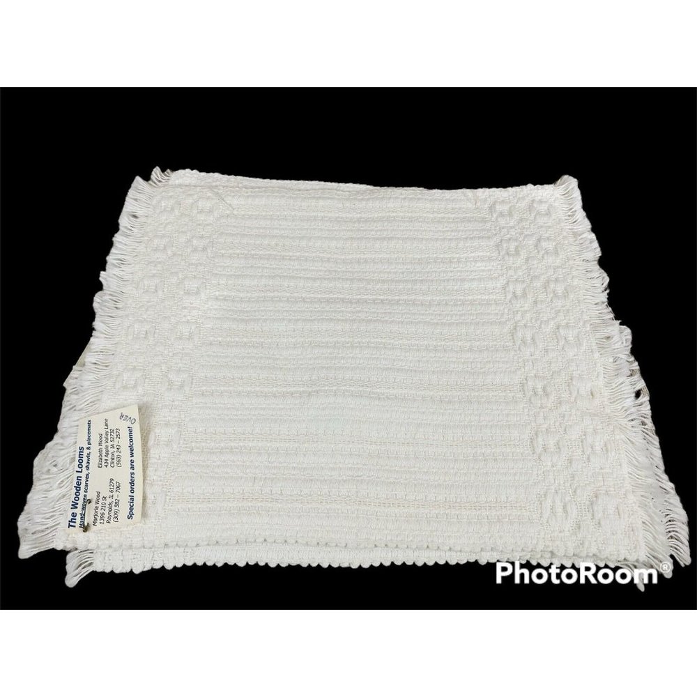 New Set of 4 Handwoven Placemats Off White Fringed Farmhouse Cottage Handmade